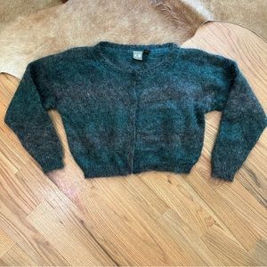 Vintage Green and Gray Stripped Mohair Grunge Cardigan Sz Medium
